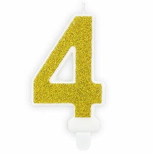 PartyDeco Kaars Goud Cijfer 4