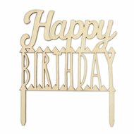 Scrapcooking Cake Topper Wood, Happy Birthday