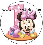 Minnie Mouse 1 jaar taartprint rond Cake-world