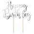 PartyDeco Taarttopper Happy Birthday, Zilver